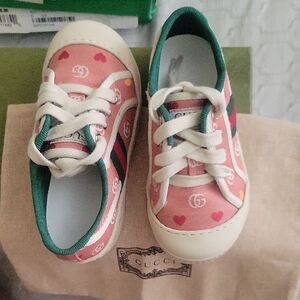 Gucci Pink and Green Sneakers Playful Design